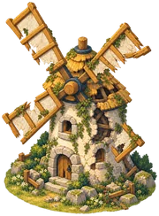 The windmill of First Steps, in ruins